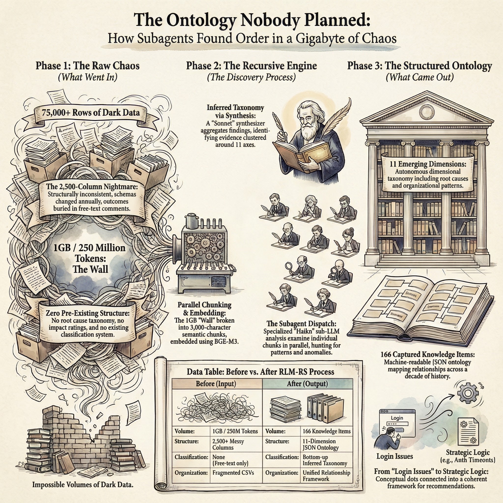 The Ontology Nobody Planned: How Subagents Found Order in a Gigabyte of Chaos